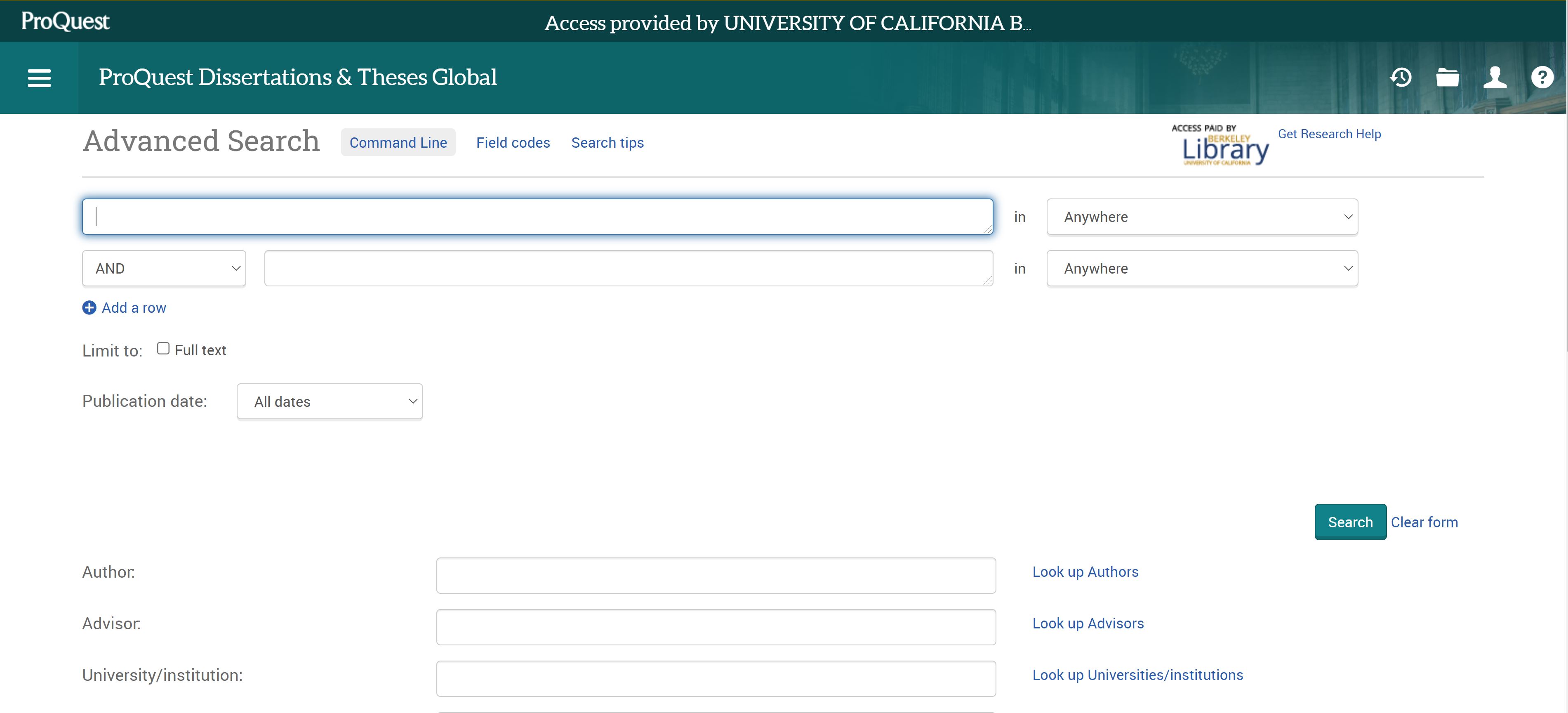 Image of searching on proquest