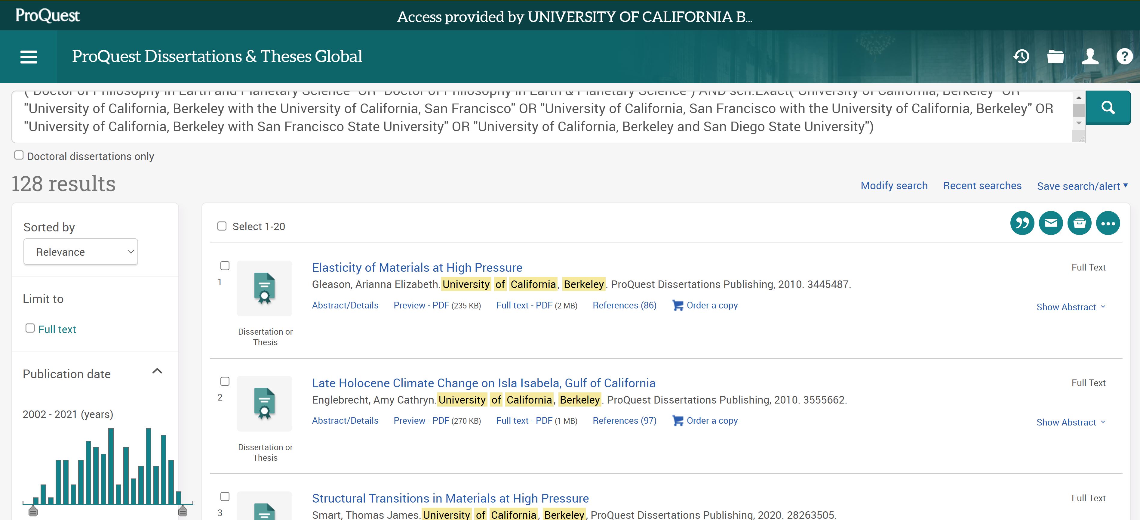 Image of searching on proquest