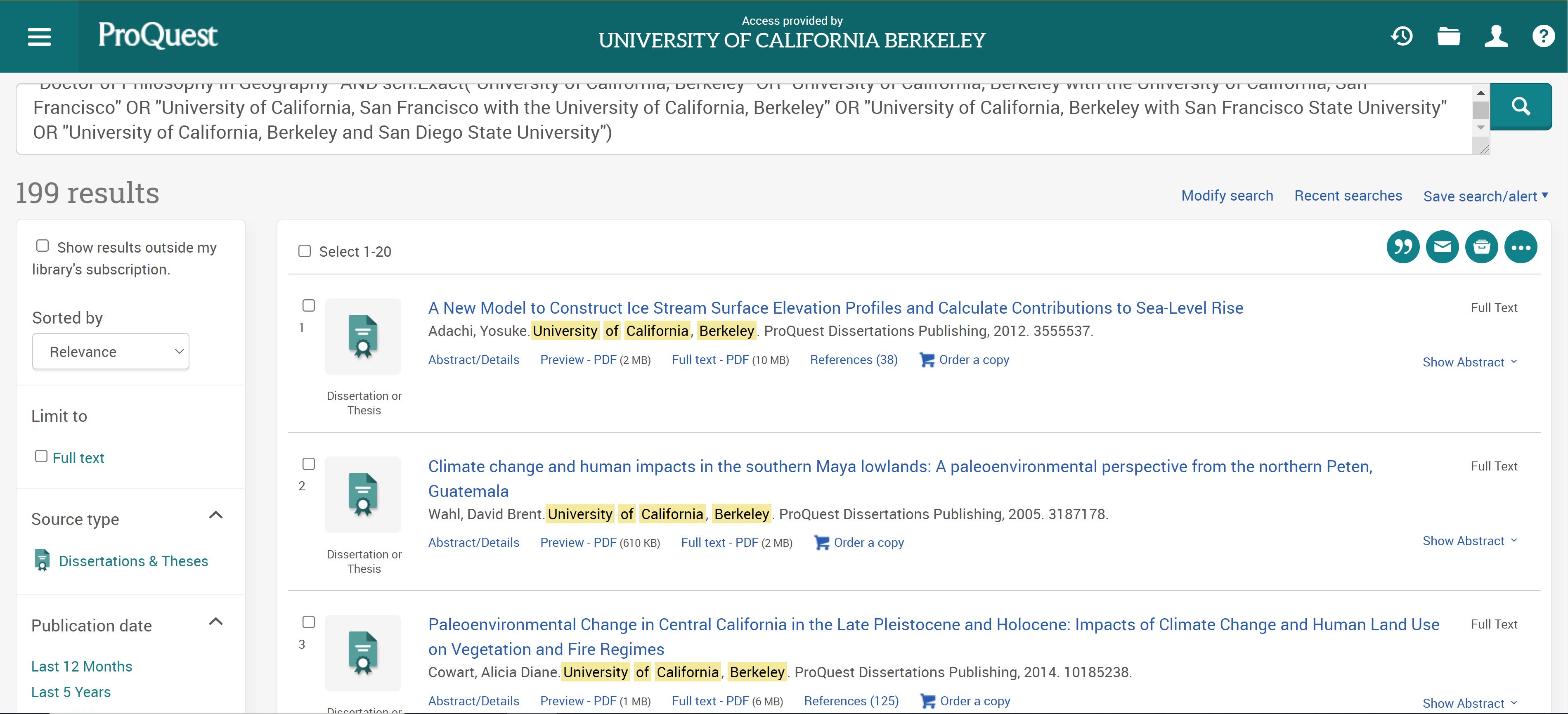 Image of searching on proquest