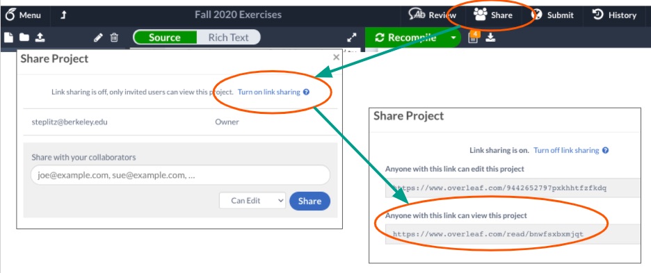 Share Overleaf document