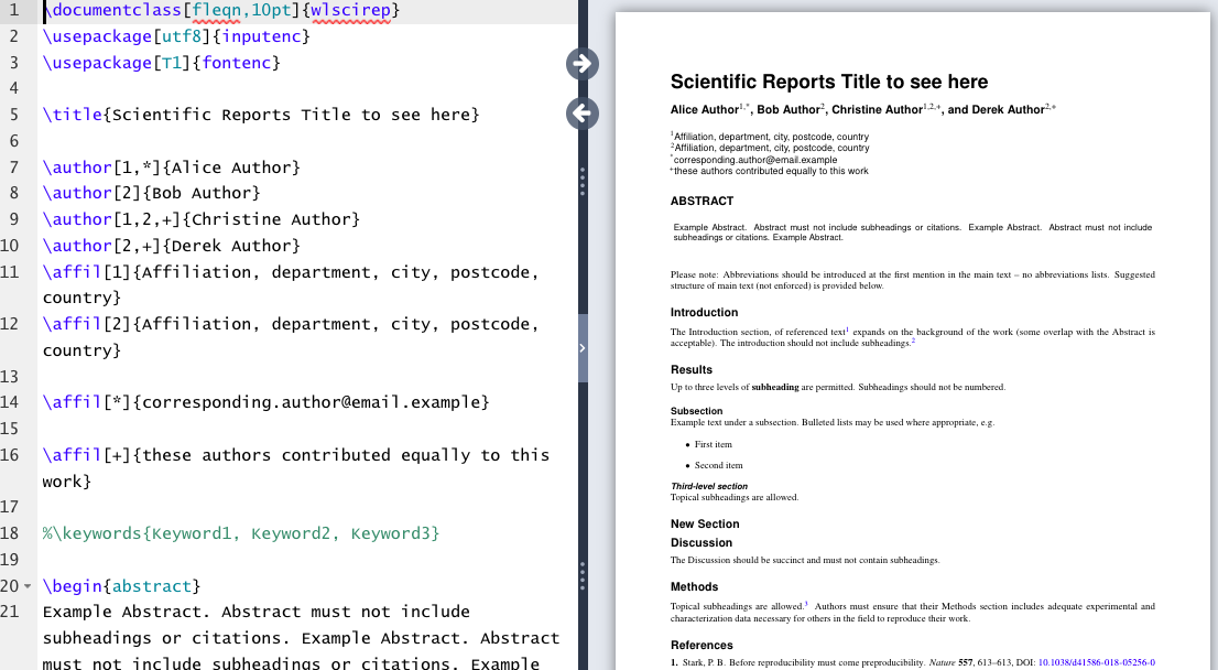 two panel view of Overleaf platform